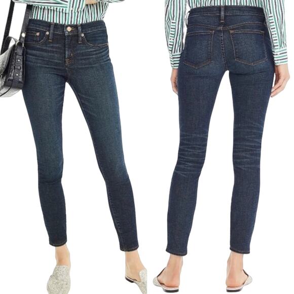 J.Crew Low Rise Toothpick Skinny Jeans Dark Blue Wash Stretch Women's Size 26 - Picture 1 of 13